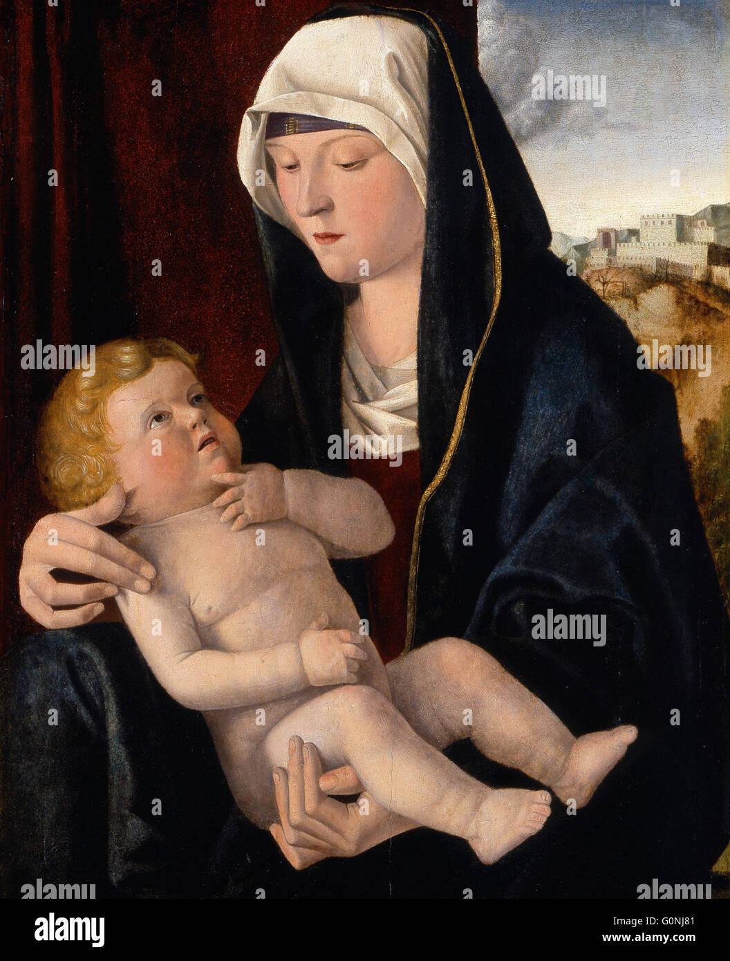 Officina di Bellini, Giovanni - Madonna col Bambino Foto Stock