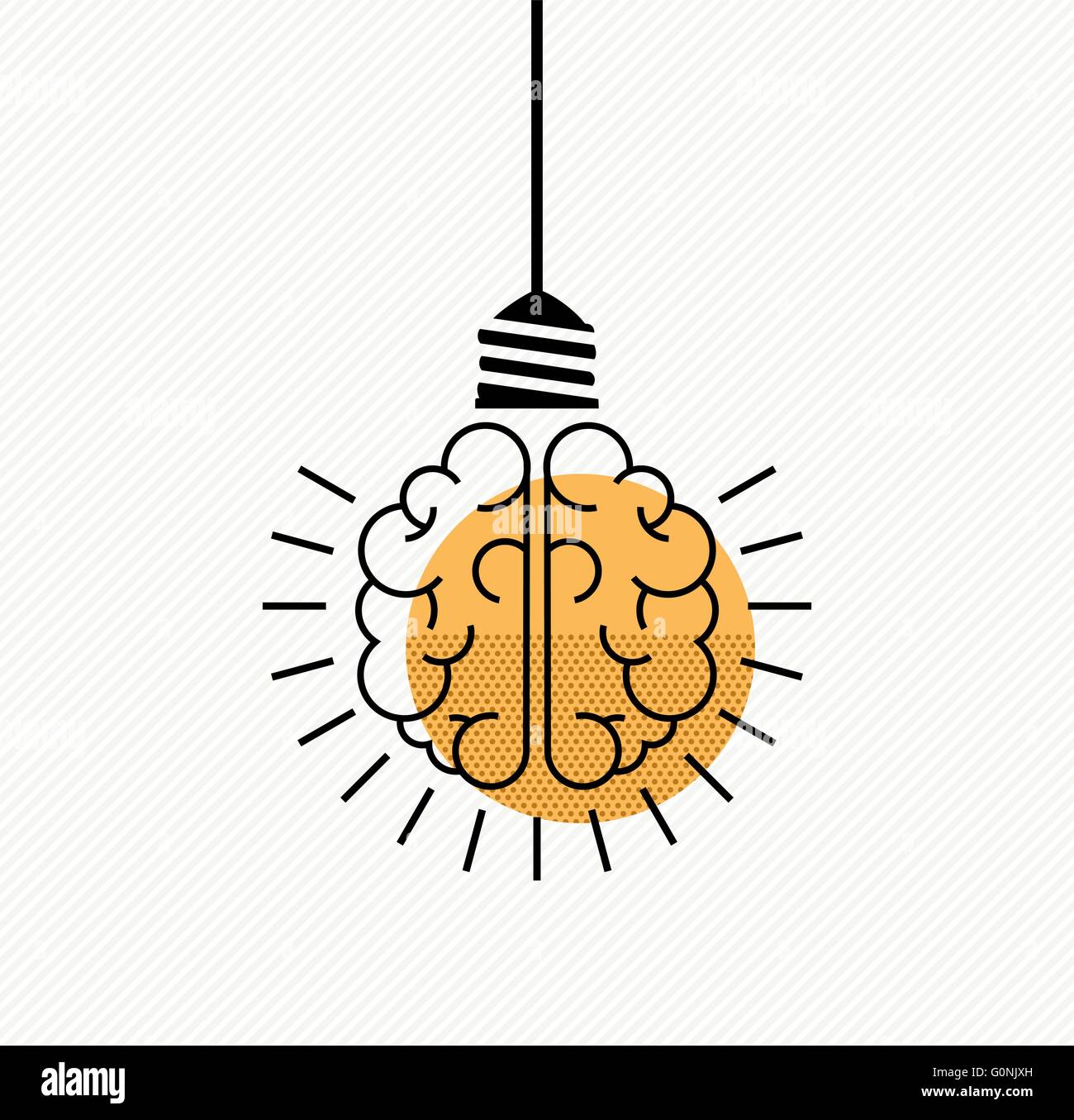Le idee brillanti semplice concetto di design. Cervello umano come lampadina luce nel pulire la linea moderna stile d'arte. EPS10 vettore. Illustrazione Vettoriale