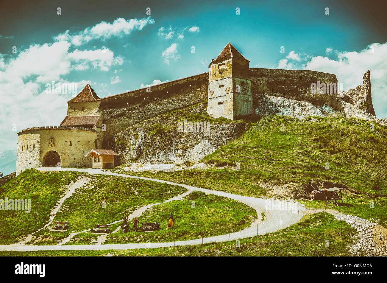 Rasnov cittadella medioevale in Romania costruito tra il 1211 e il 1225 Foto Stock