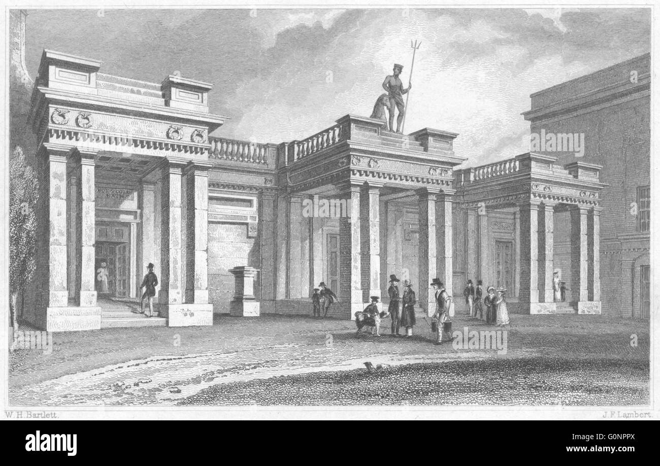 DEVON: le terme, Southernhay, Exeter, antica stampa 1829 Foto Stock
