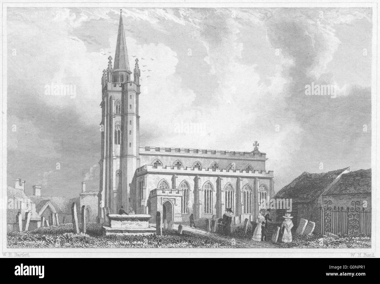 DEVON: San Sidwell è la Chiesa, Exeter, antica stampa 1829 Foto Stock