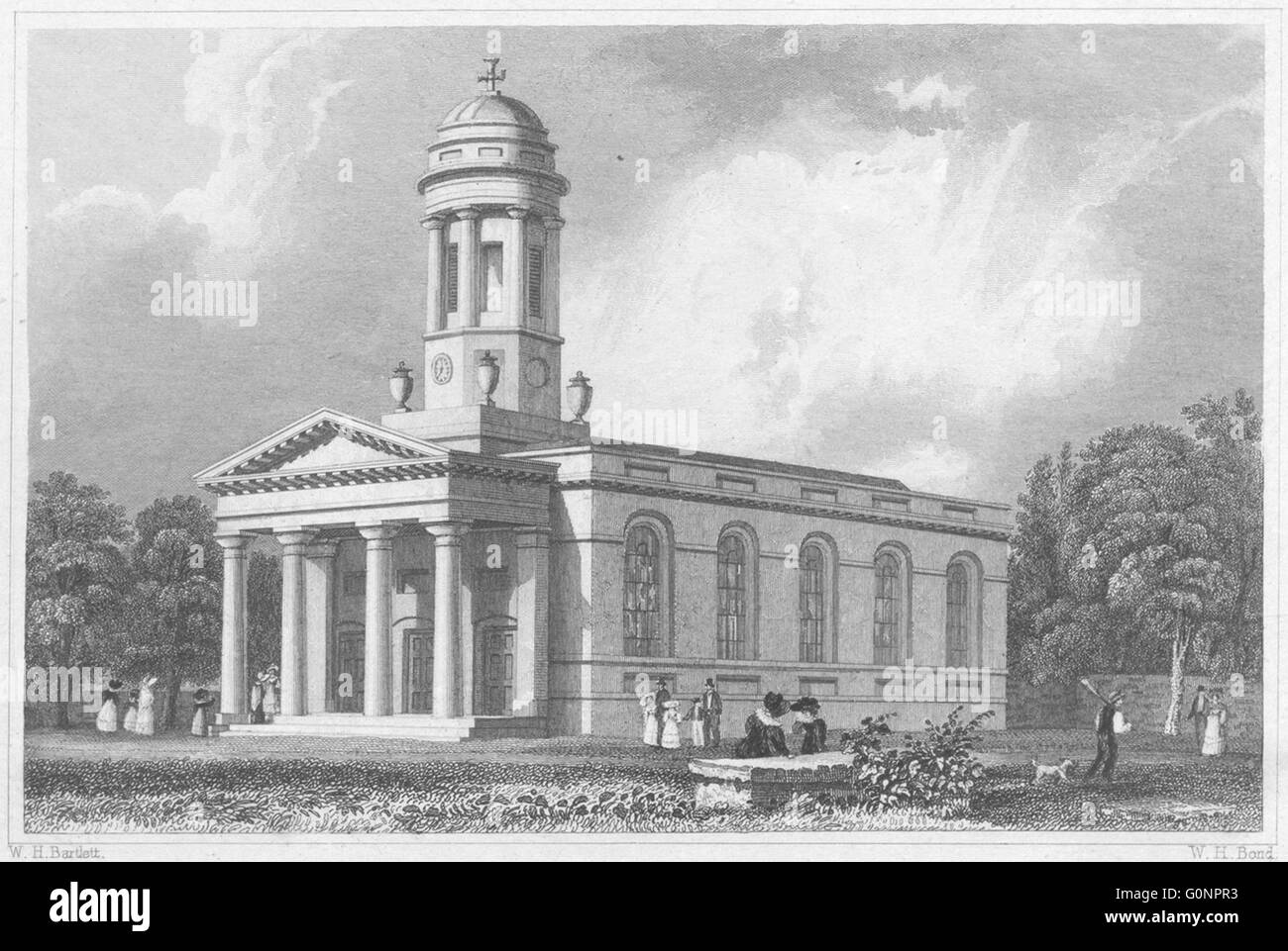 DEVON: St. David's Chiesa, Exeter, antica stampa 1829 Foto Stock