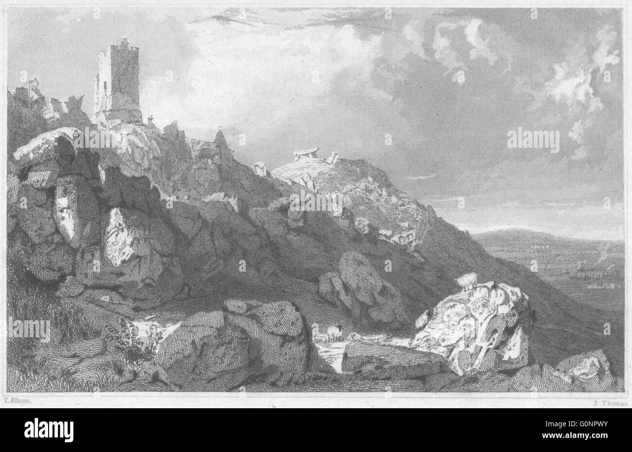 Cornovaglia: Carn-Breh, vicino a Redruth, antica stampa 1831 Foto Stock