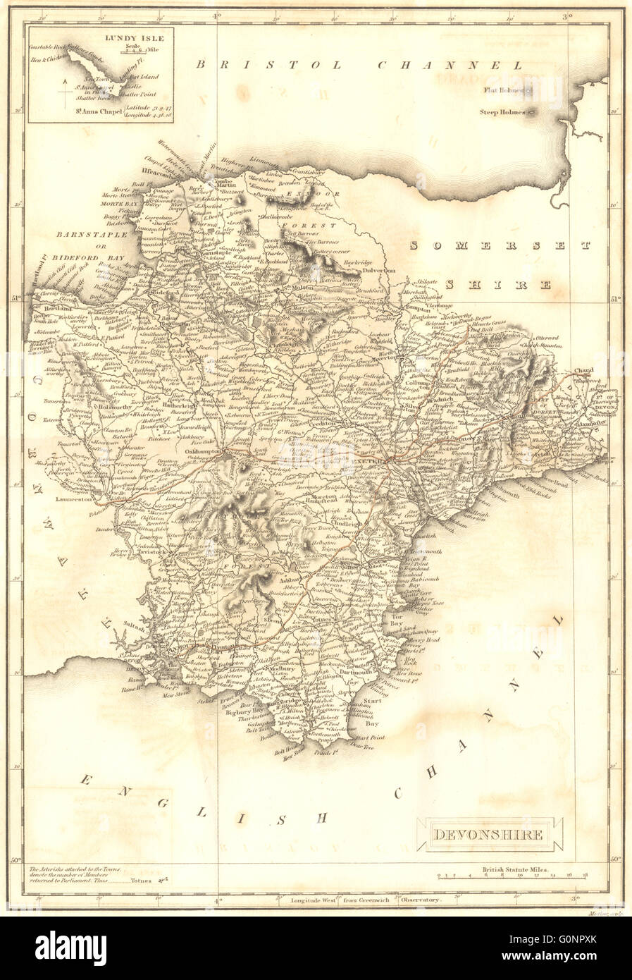 DEVON: Lundy Isle, 1822 Mappa antichi Foto Stock DEVON: Lundy Isle, 1822 Mappa antichi Foto Stock