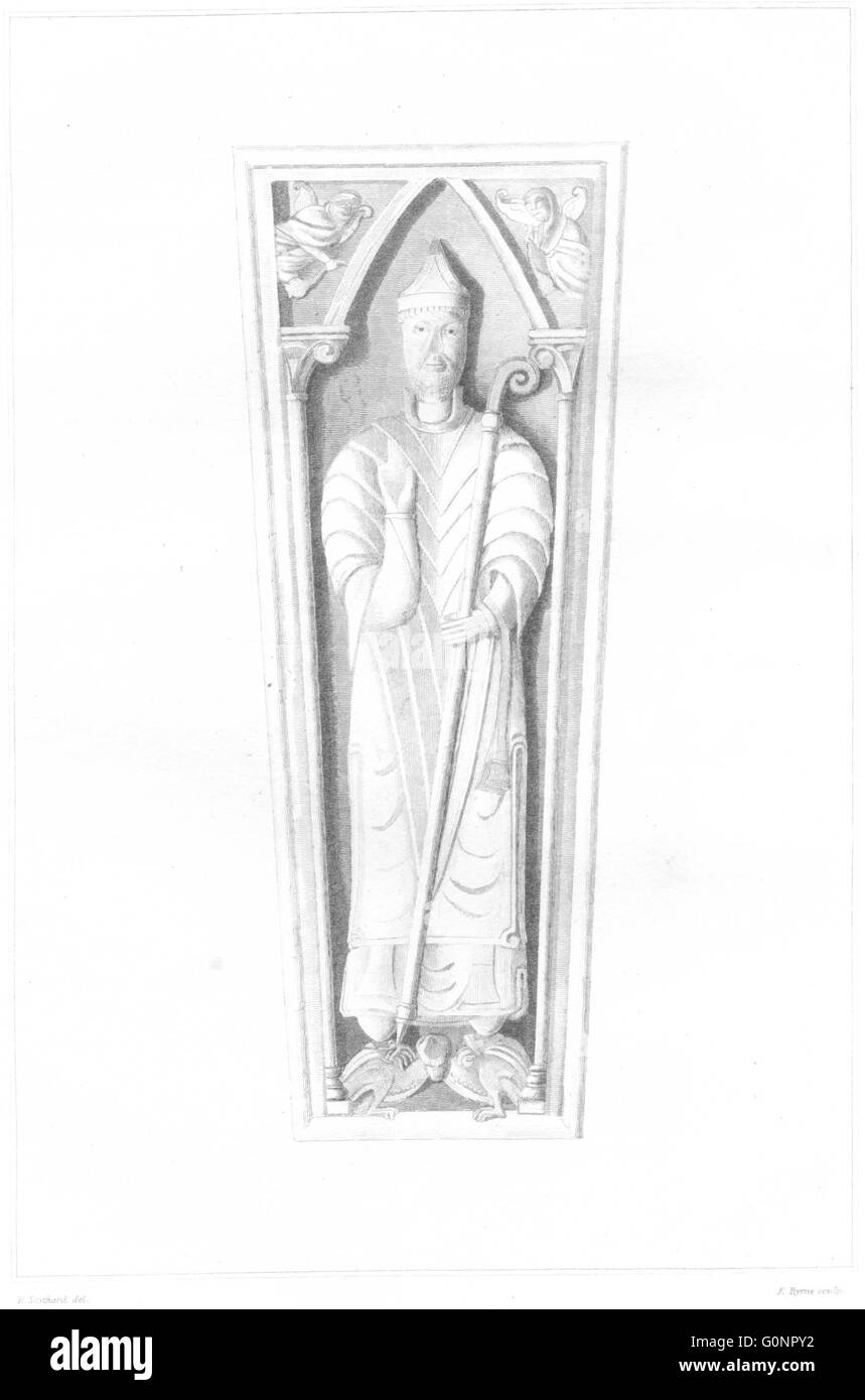 DEVON: Monumento di un Vescovo a Exeter, antica stampa 1822 Foto Stock DEVON: Monumento di un Vescovo a Exeter, antica stampa 1822 Foto Stock