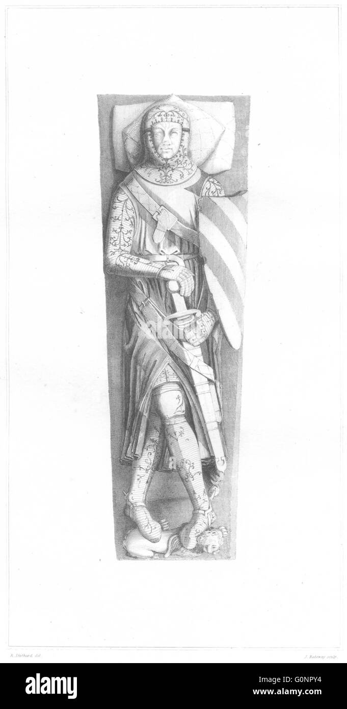 HACCOMBE: effigi di un Crusader nella Chiesa antica stampa 1822 Foto Stock HACCOMBE: effigi di un Crusader nella Chiesa antica stampa 1822 Foto Stock
