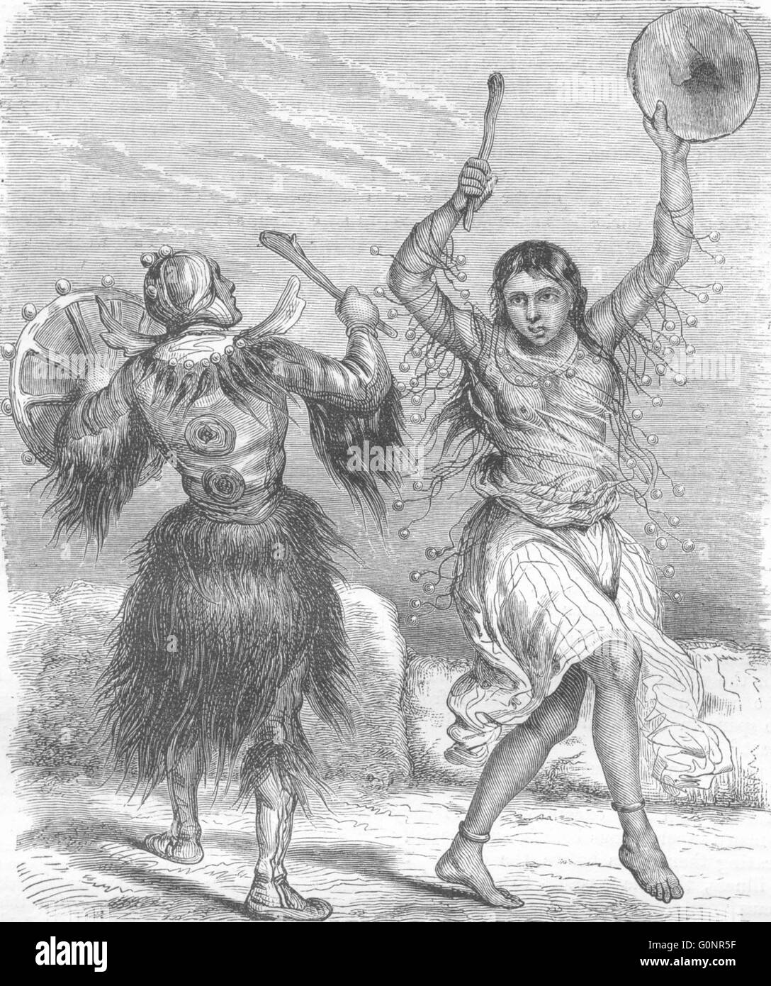 RUSSIA: Amoor: Yakut sciamani, Demon Dispellers, antica stampa 1870 Foto Stock