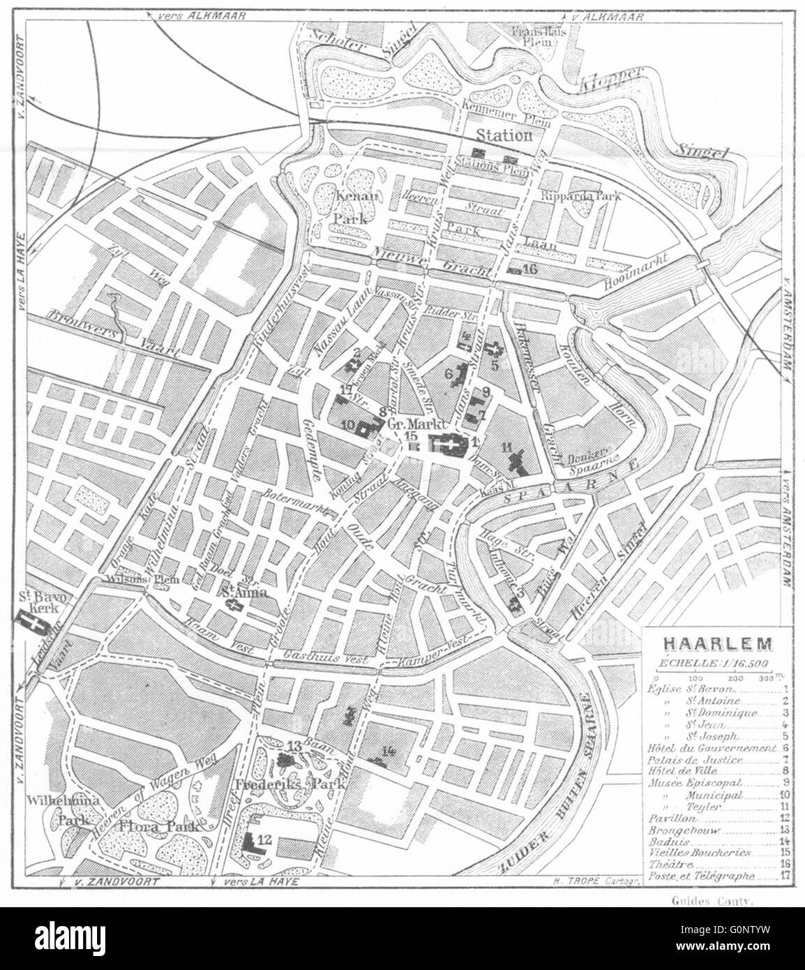 Paesi Bassi: Haarlem, 1909 Mappa antichi Foto Stock