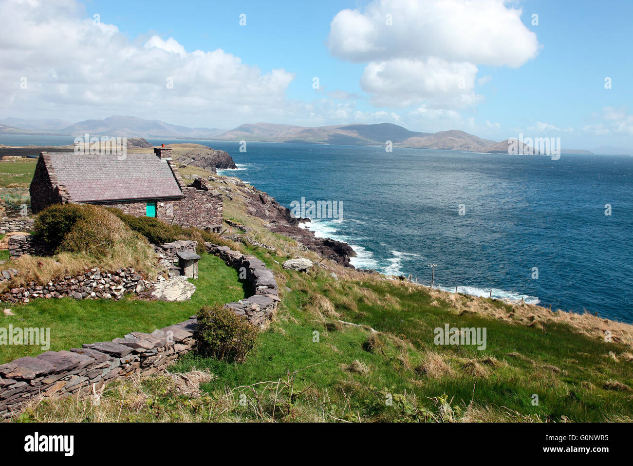 Oceano atlantico a Cill Rialaig rifugio di artisti, Co Kerry Foto Stock