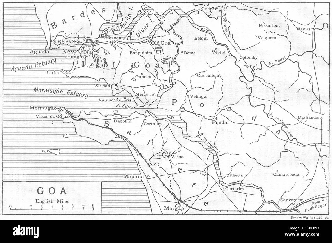 INDIA: Goa & dintorni schizzo. India britannica, 1924 Foto Stock