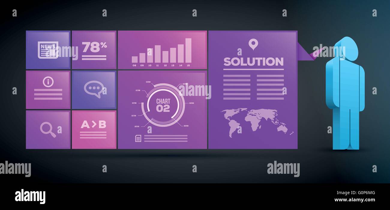 Imprenditore concetto presentazione illustrazione vettoriale. Gli elementi sono stratificati separatamente in file vettoriale. Illustrazione Vettoriale