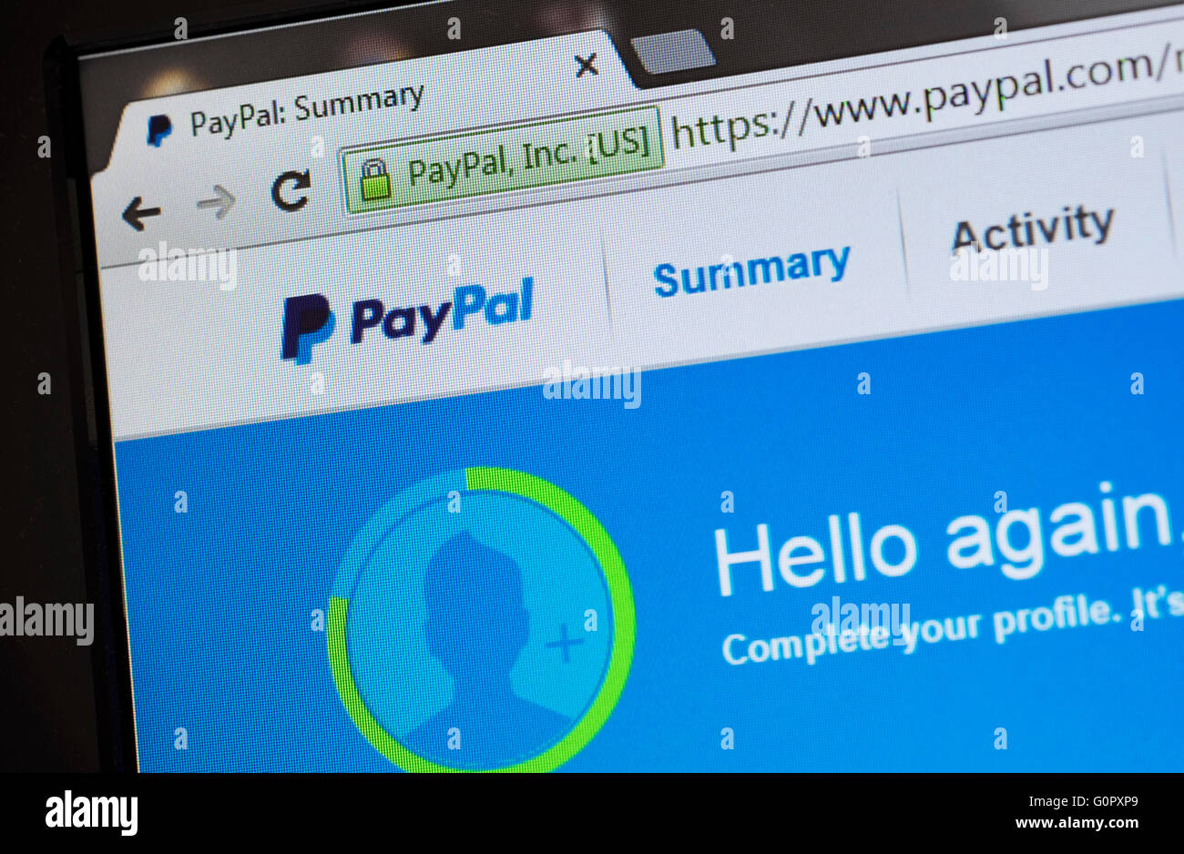 Paypal sommario internet home page Foto Stock