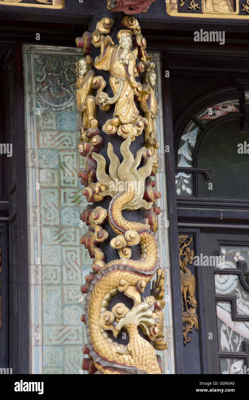 Ornato decorazione sul padiglione Cinese presso i Musei del lontano oriente, Laeken, Bruxelles Foto Stock