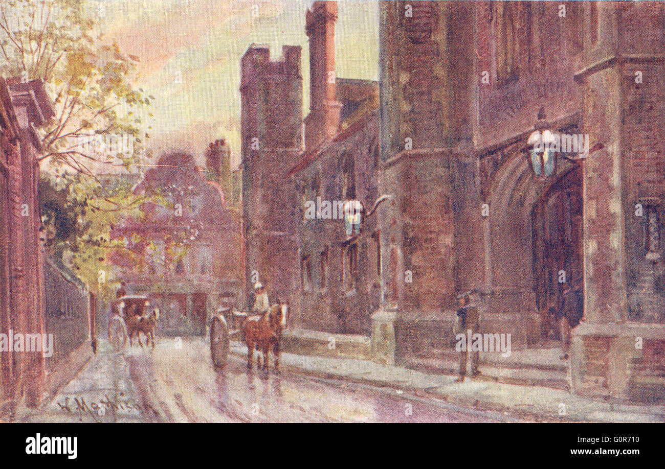 CAMBRIDGE: College: Entrata gateway, Queen's College, antica stampa 1907 Foto Stock