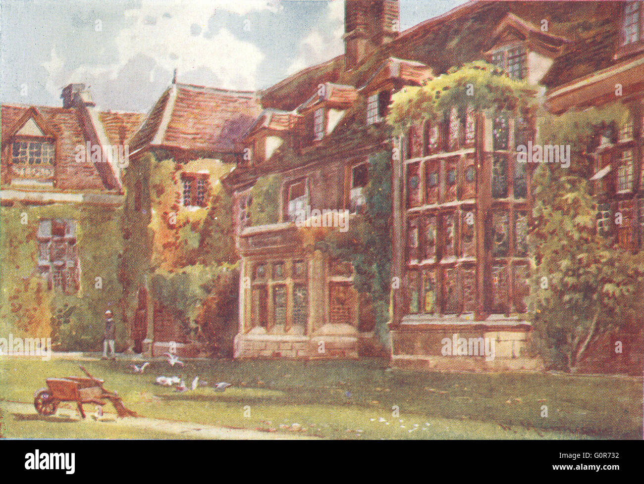 CAMBRIDGE: College: corte in Emmanuel College, antica stampa 1907 Foto Stock