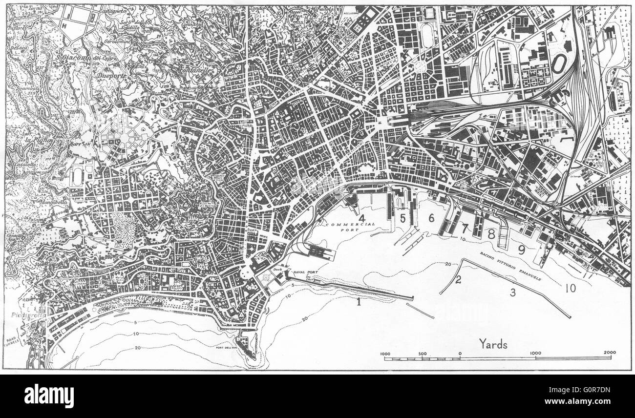 Italia: Napoli, 1945 Vintage map Foto Stock