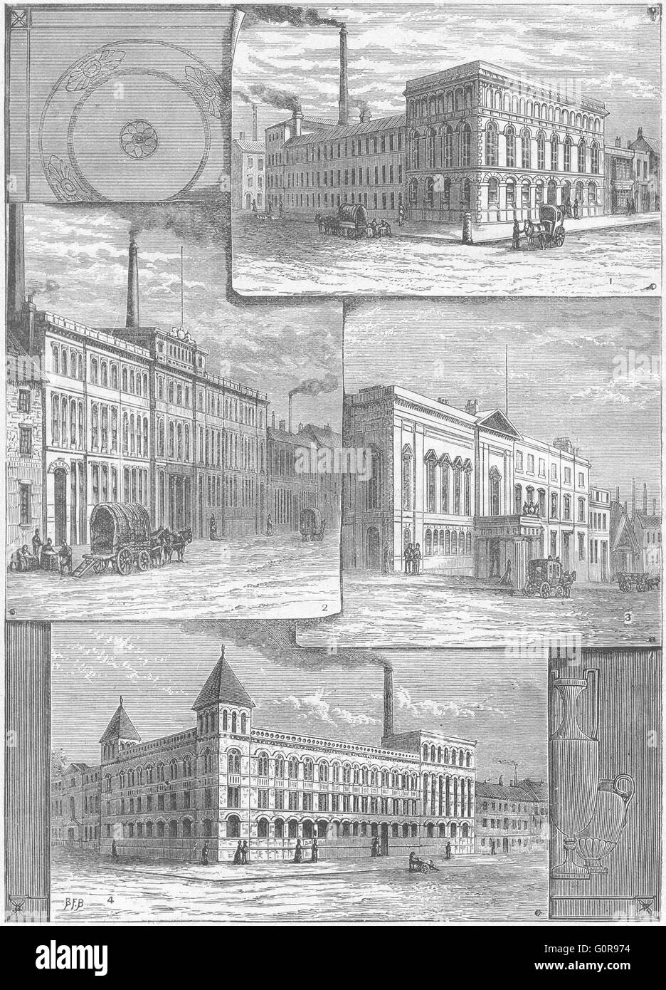 BIRMINGHAM: Osler vetro; Tayler; Elkington; Perry penna, antica stampa 1898 Foto Stock