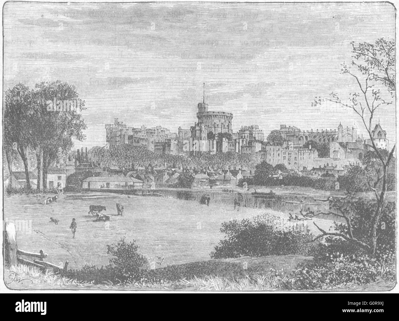 BERKS: Eton: Windsor, Brocas, antica stampa 1898 Foto Stock