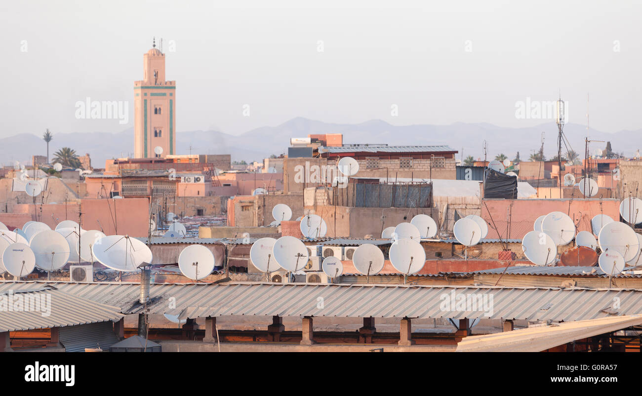 Parabole satellitari, Marrakech, Marocco Foto Stock