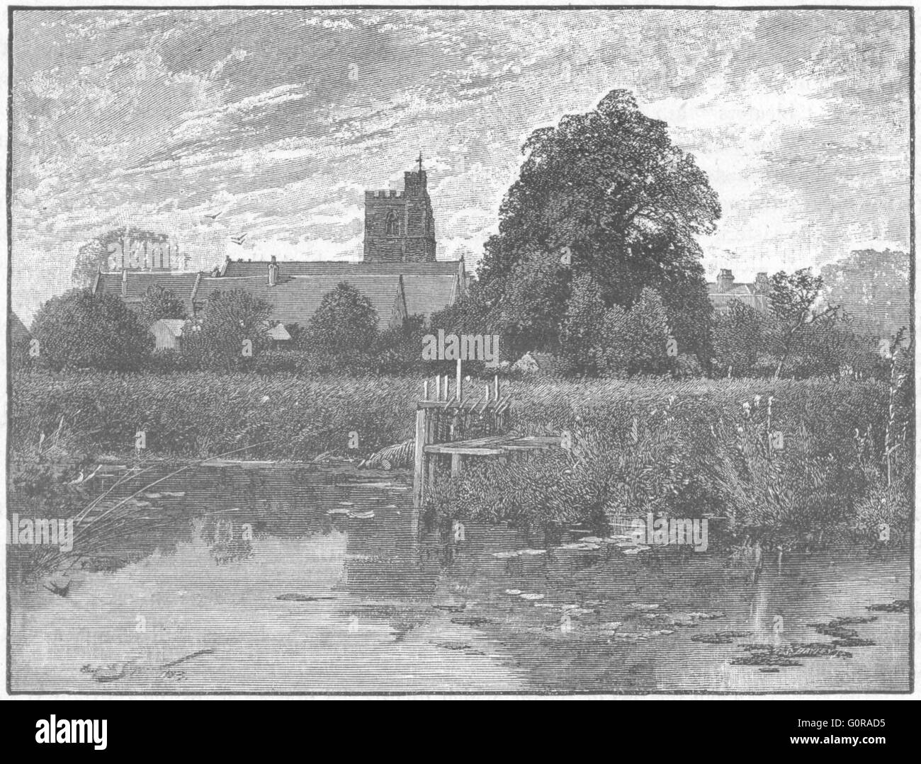 BERKS: Bray chiesa antica stampa 1898 Foto Stock