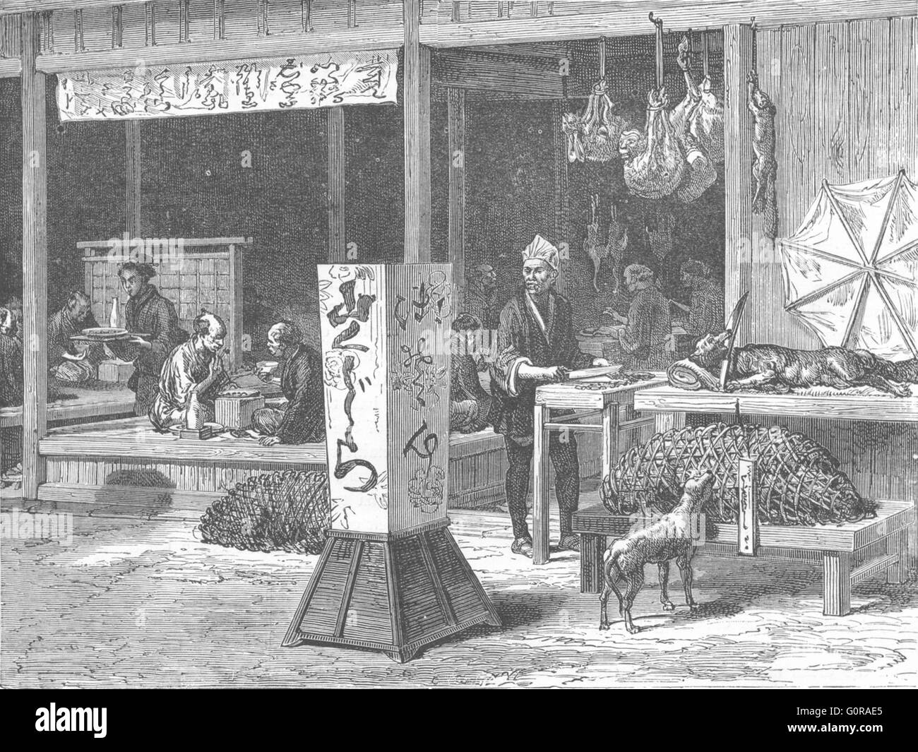 Giappone: negozi, Shinagawa, antica stampa 1880 Foto Stock