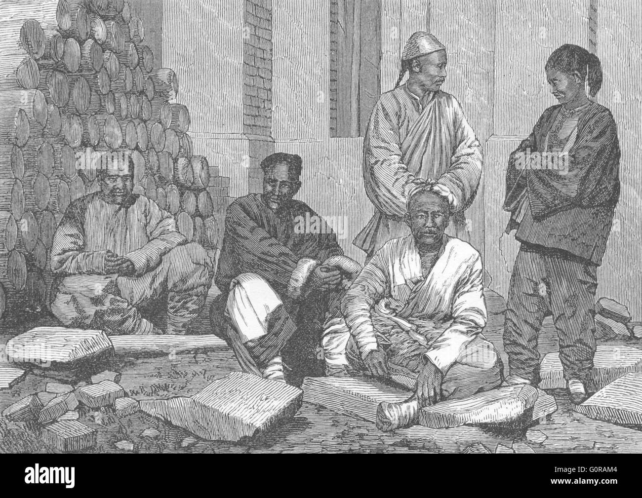 Cina: nativi di Tientsin, Suore Cappella, antica stampa 1880 Foto Stock