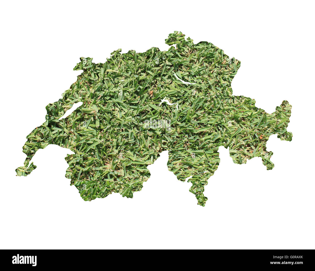 Cartina della Svizzera riempito con erba verde, ambientale e concetto ecologico. Foto Stock