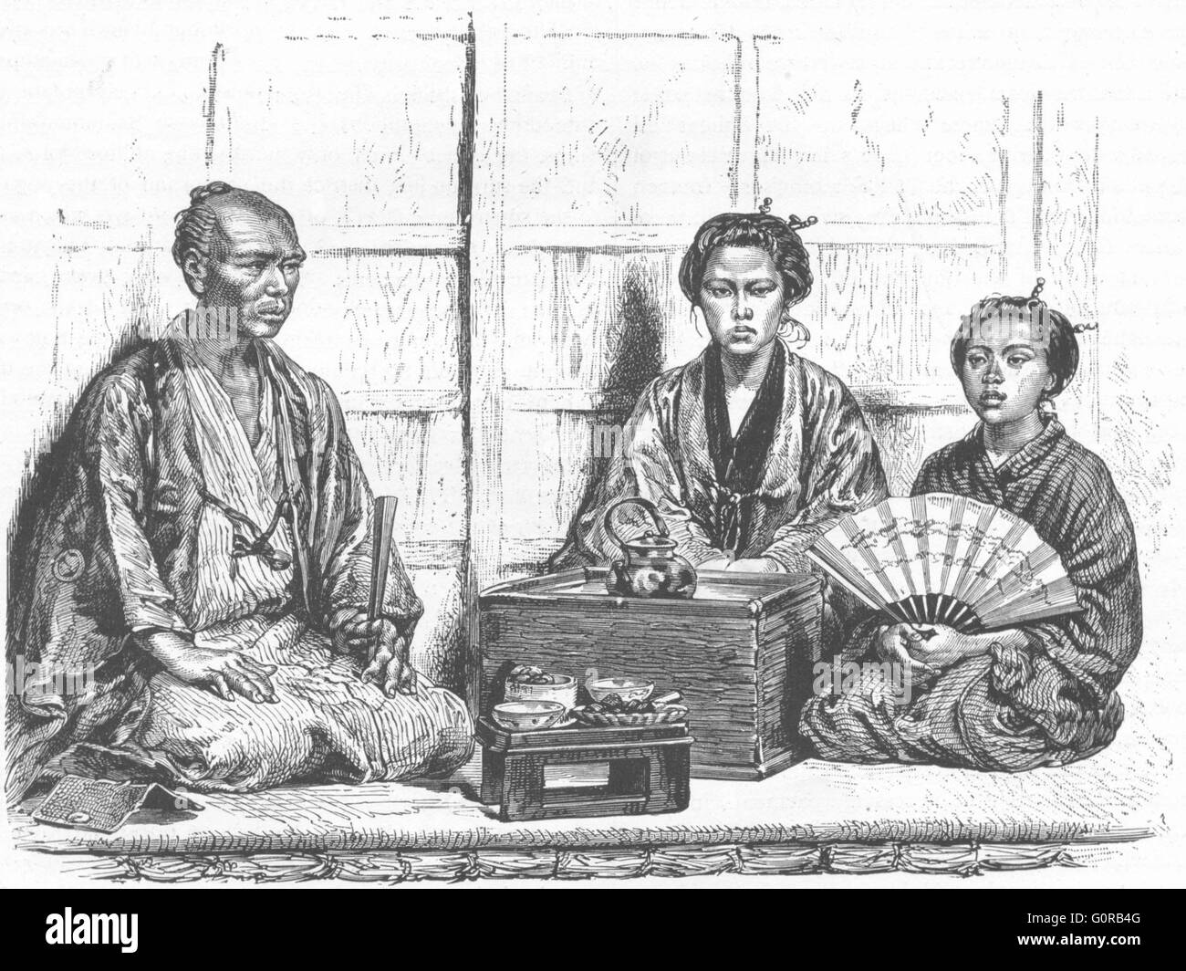 Giappone: Tipi di negoziante di classe, antica stampa 1880 Foto Stock