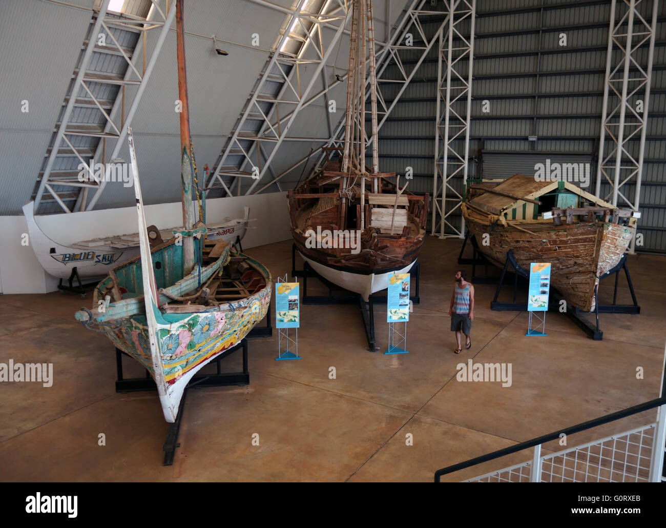 In legno di navi a vela nella galleria marittima, NT Museum & Art Gallery, Darwin, Territorio del Nord, l'Australia. No signor o PR Foto Stock