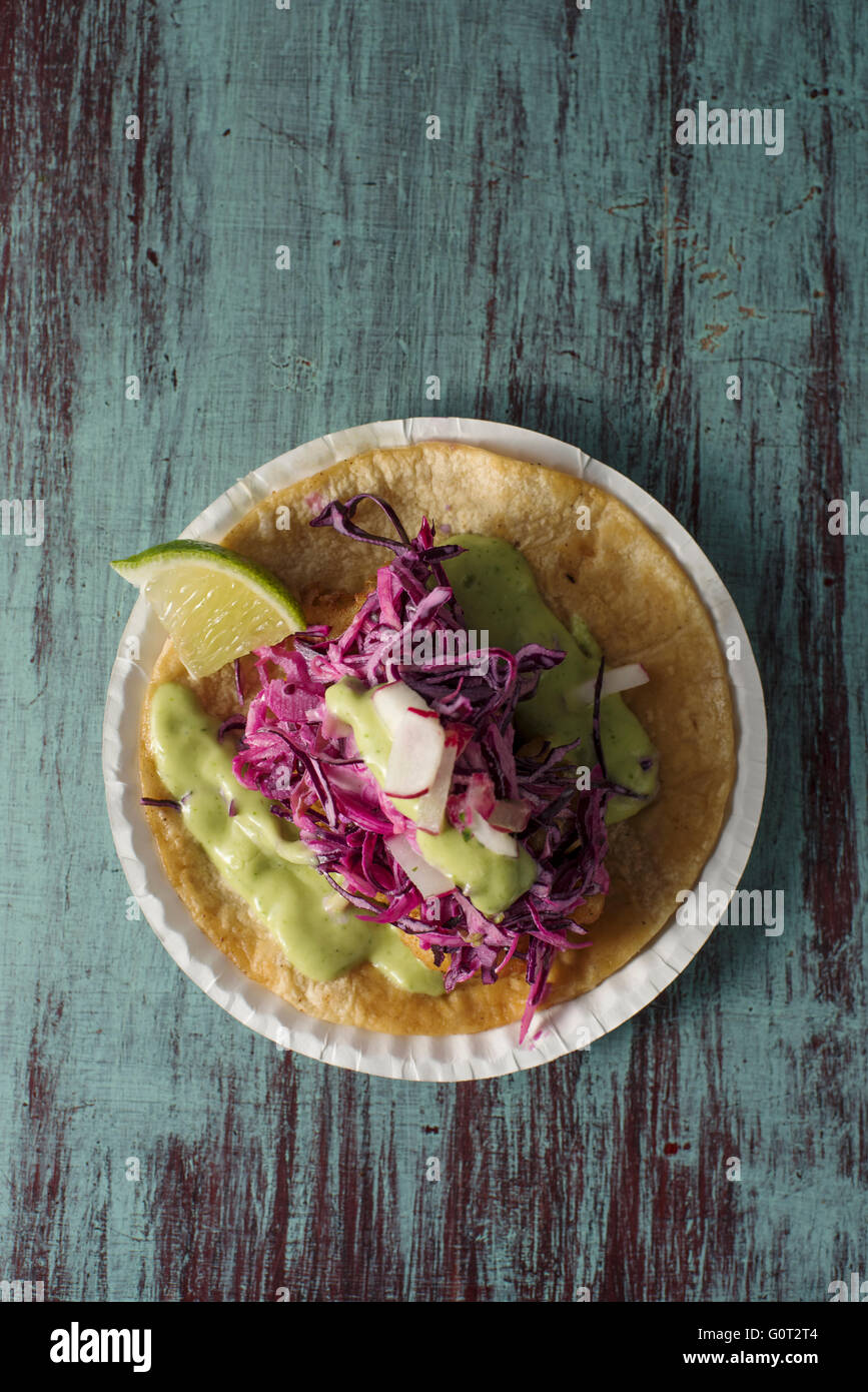 Single taco al ristorante messicano Foto Stock