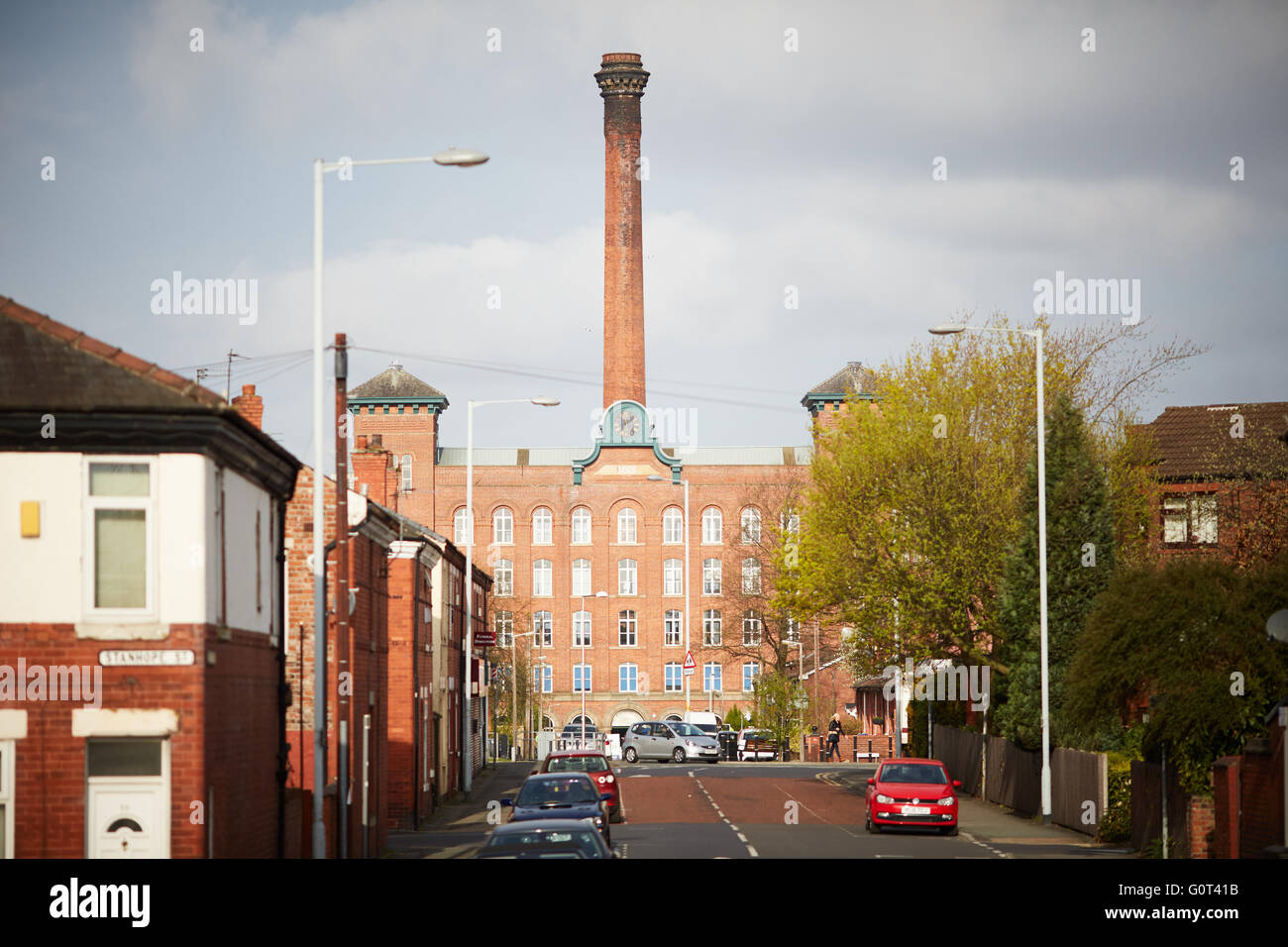 Manchester Stockport houldsworth rossastro Houldsworth Mill Mill, noto anche come mulino rossastro, è un ex mulino costruito in 1865 Foto Stock