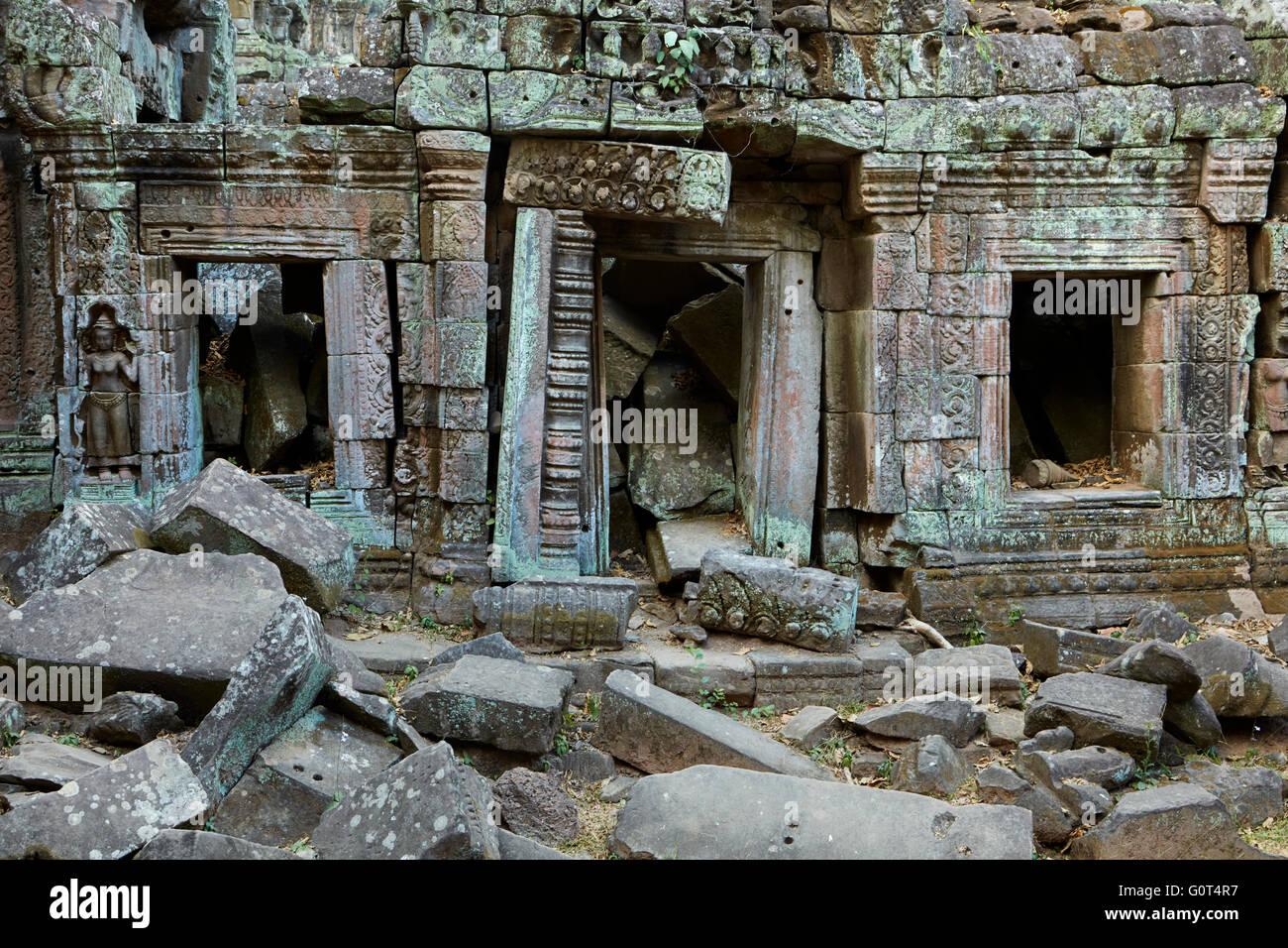 Ta Prohm rovine del tempio (XII secolo), Angkor Sito Patrimonio Mondiale, Siem Reap, Cambogia Foto Stock