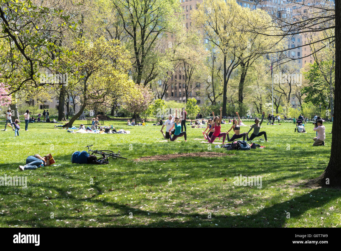 Central Park East verde in primavera, NYC, STATI UNITI D'AMERICA Foto Stock