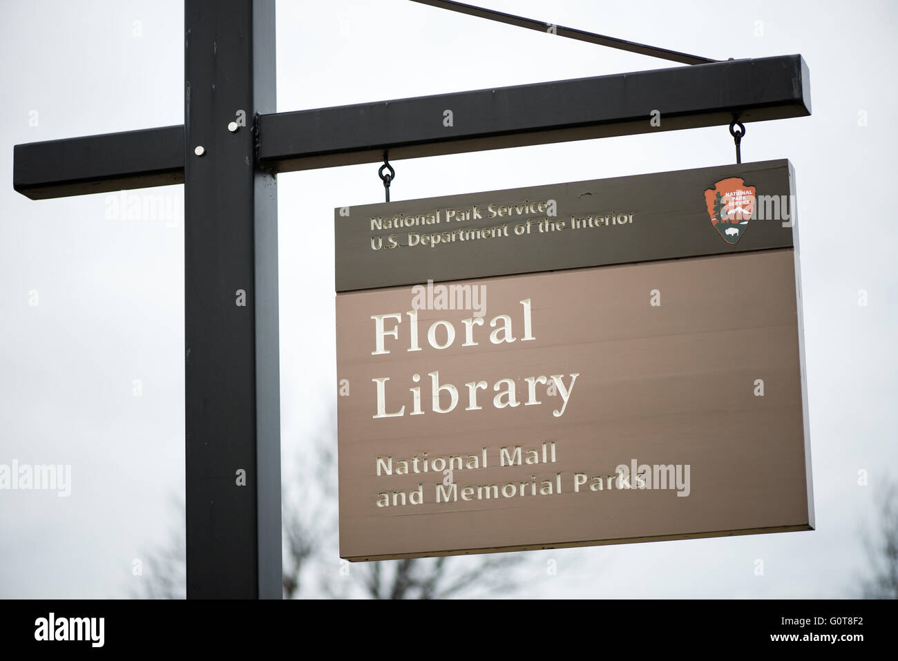 La libreria floreale è un piccolo giardino patch gestito dal National Park Service. Si trova accanto al bacino di marea e in primavera dispone di diverse varietà di tulipani e narcisi. Foto Stock