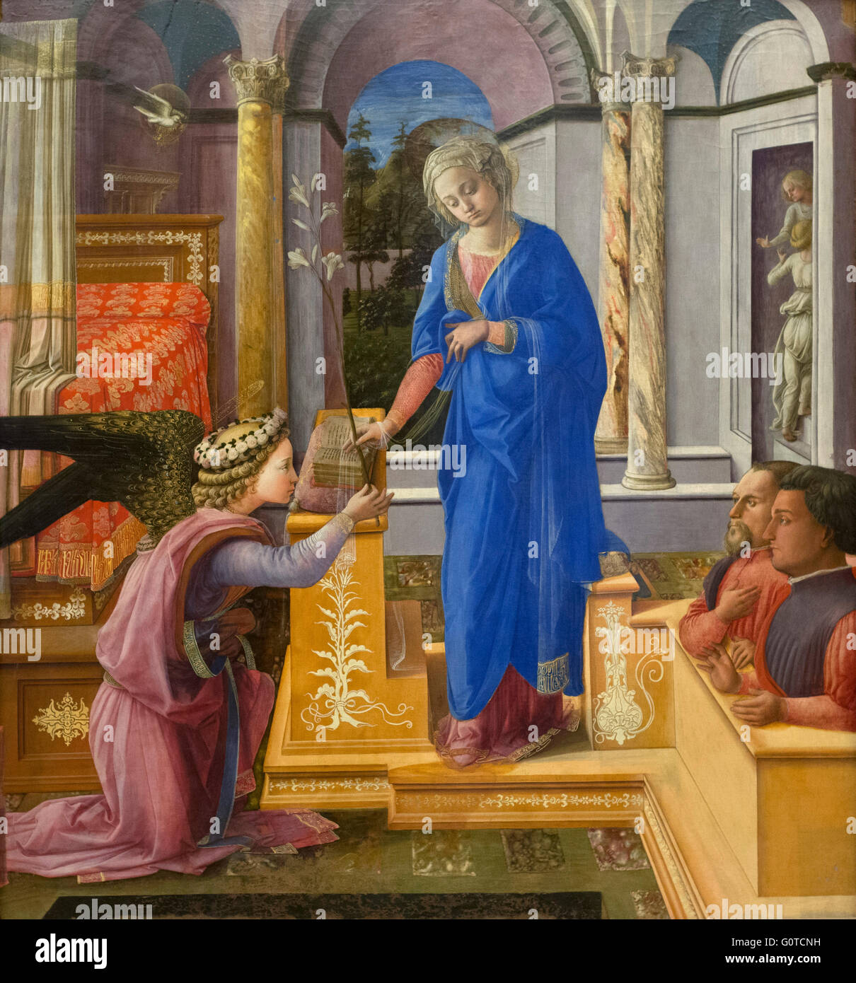 Filippo Lippi (ca. 1406-1469), Annunciazione con due donatori, ca. 1435. Foto Stock