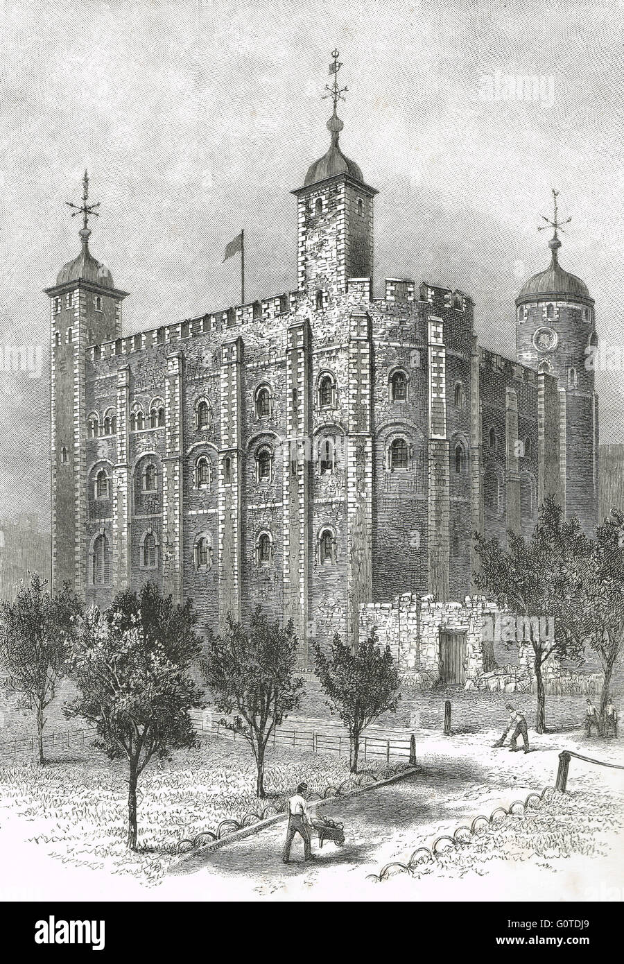 La Torre Bianca della Torre di Londra visto da Sud Est Foto Stock