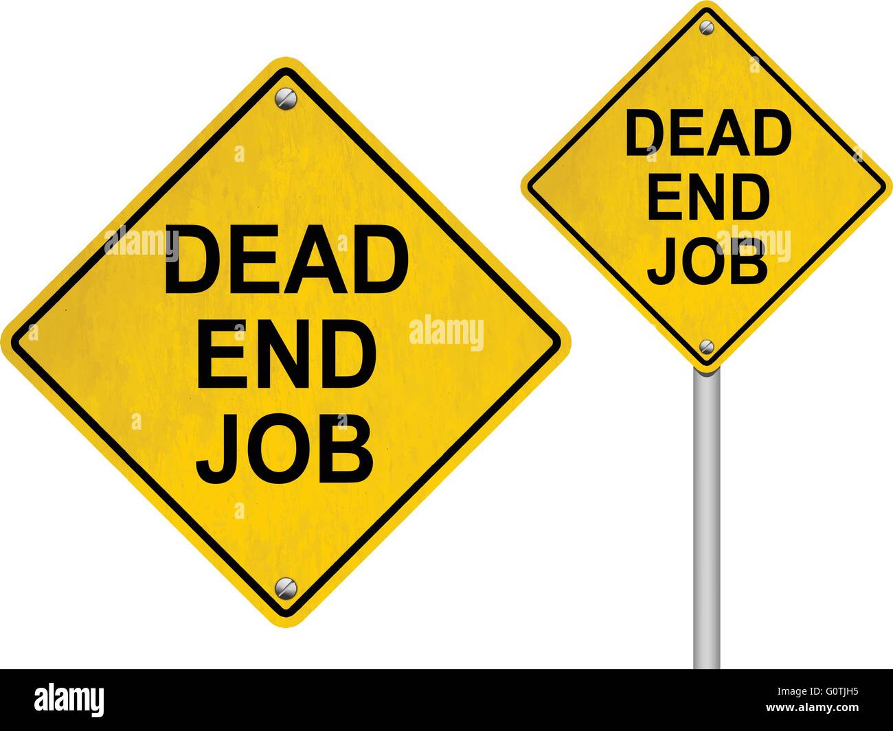 Dead End job cartello stradale isolato su sfondo bianco Illustrazione Vettoriale