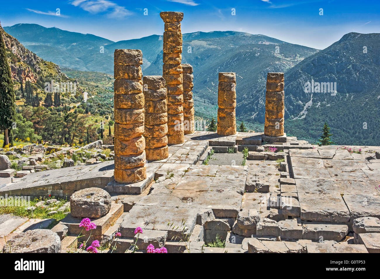 Tempio di Apollo Grecia Delphi Foto Stock