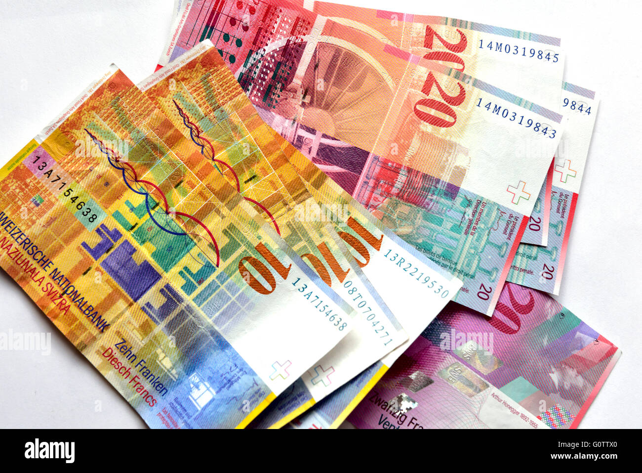 Franchi svizzeri banconote Foto Stock