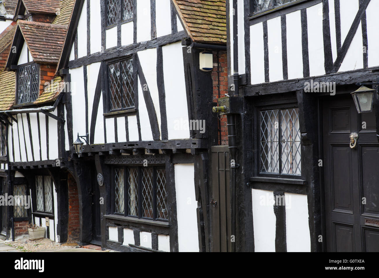 Tudor medievale case nella città vecchia di segala Foto Stock