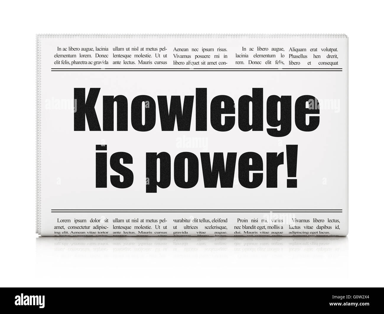 Il concetto di apprendimento: titolo di giornale la conoscenza è potere! Foto Stock