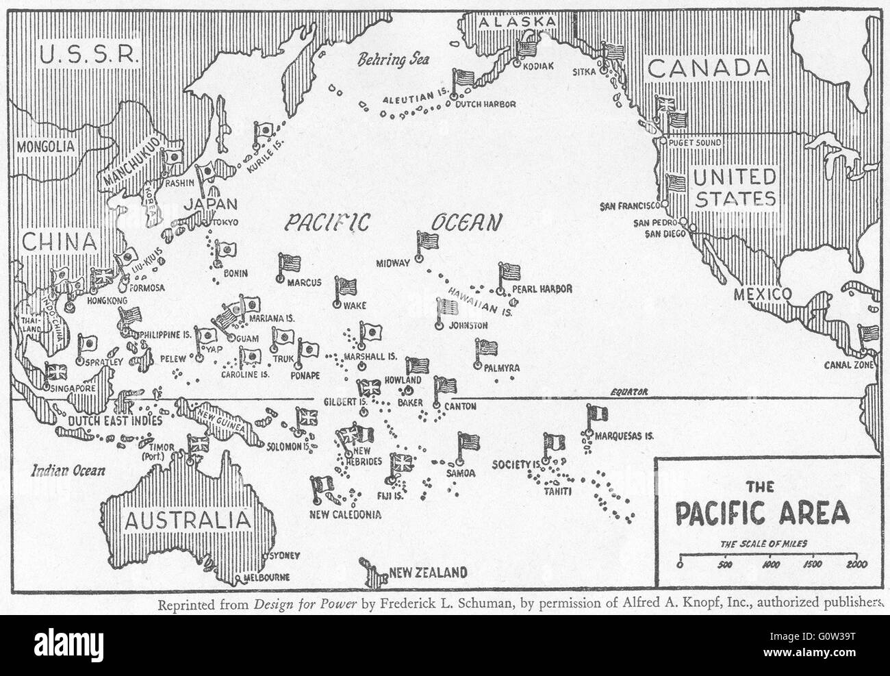 Pacifico: la seconda guerra mondiale: il teatro, schizzo, 1942 Foto Stock