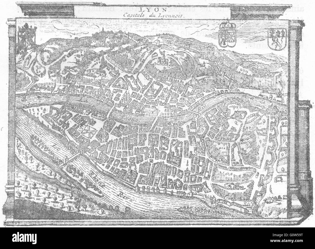 RHÔNE: Lione: Ancien plan de, 1880 Mappa antichi Foto Stock