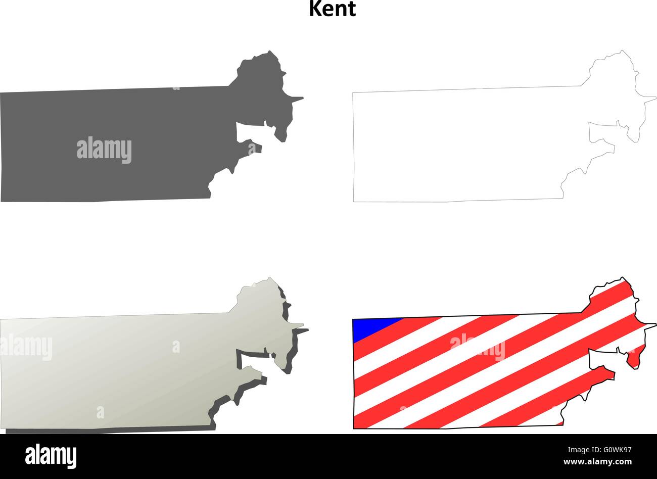 La Contea del Kent, Rhode Island mappa di contorno impostato Illustrazione Vettoriale