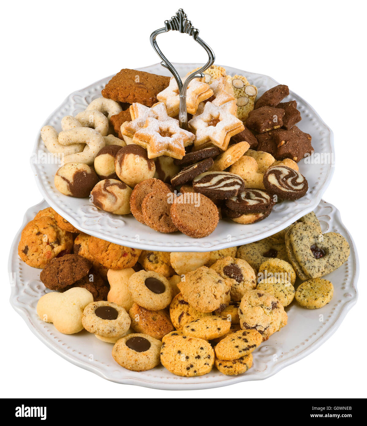 Piccolo burro tè Cookies sulla piastra Foto Stock