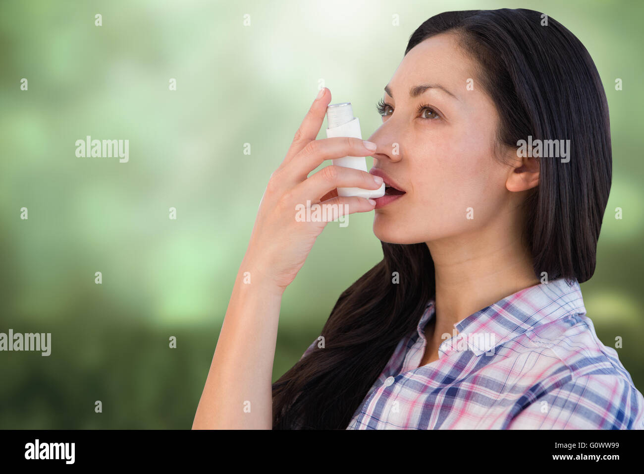 Immagine composita del ritratto di una donna asmatico Foto Stock