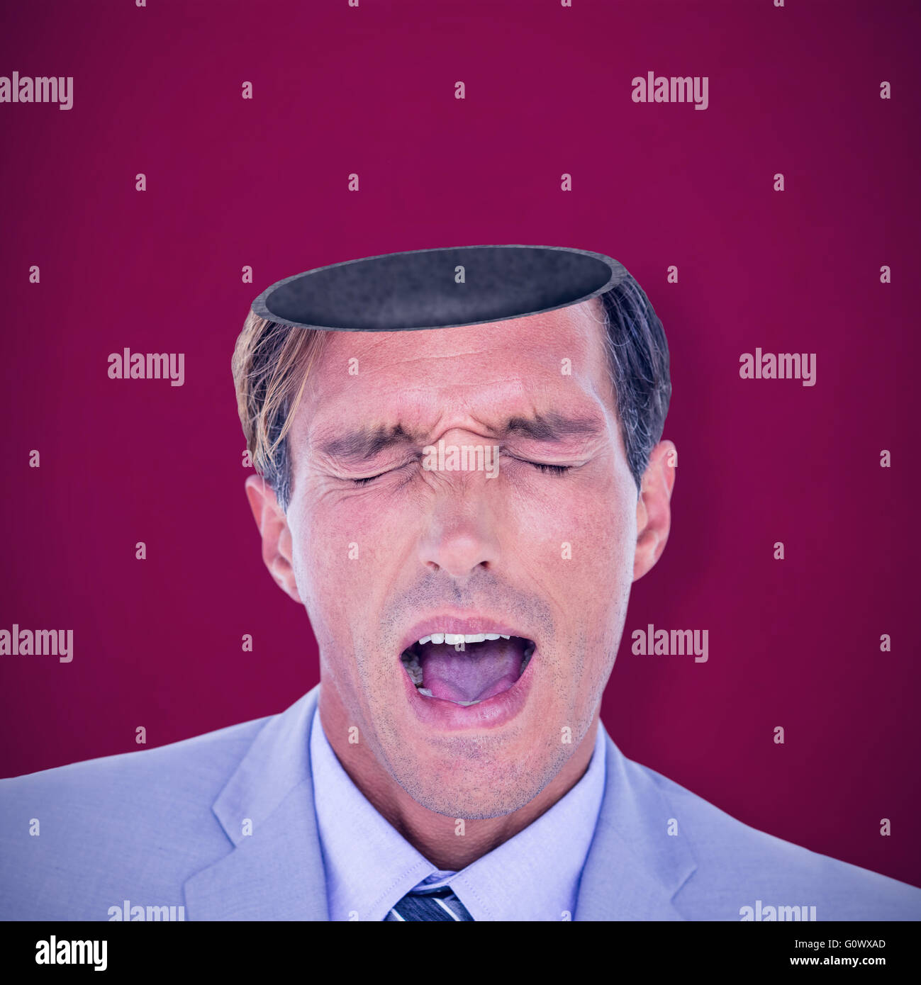 Immagine composita di imprenditore ha sottolineato come ottenere un mal di testa Foto Stock