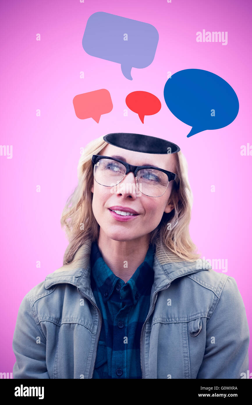 Immagine composita della bella bionda pensando Foto Stock