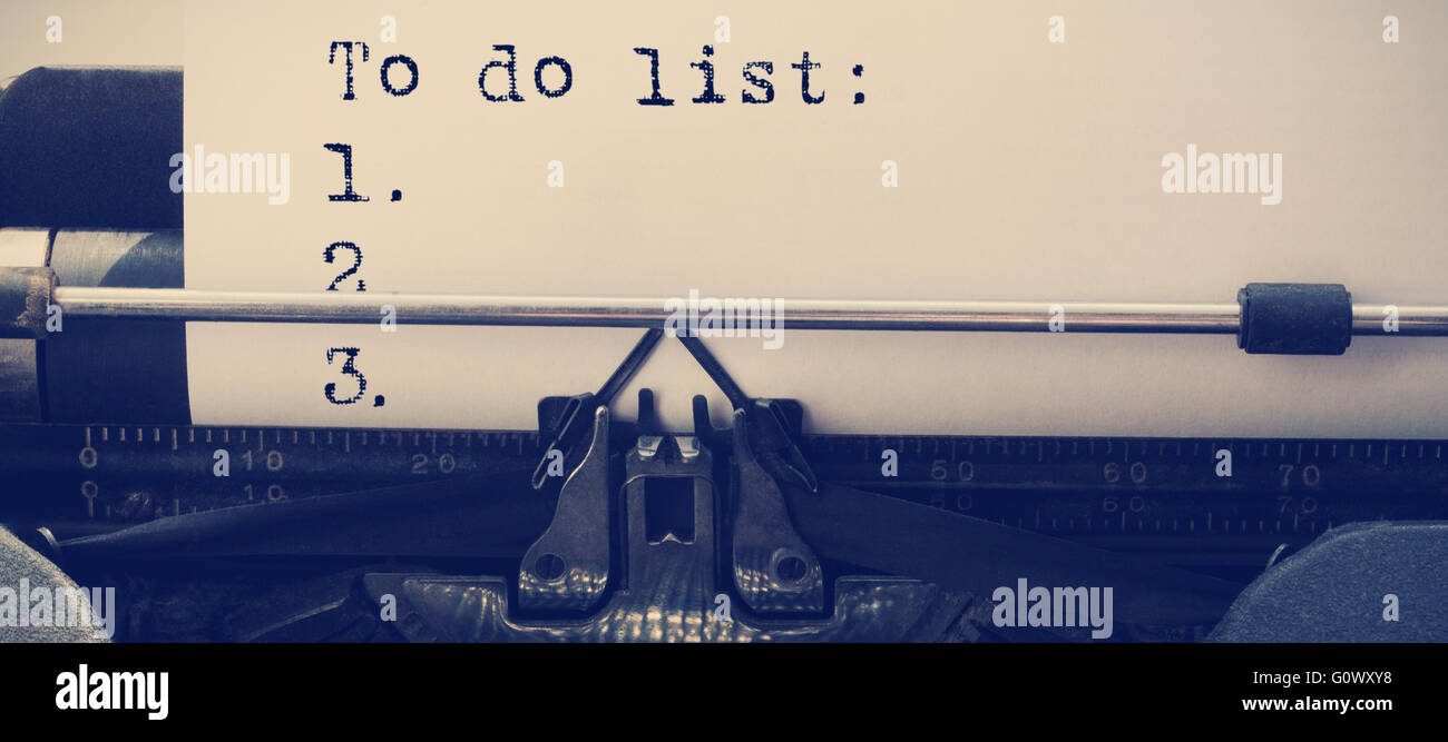 Immagine composita di una Lista da fare contro uno sfondo bianco Foto Stock