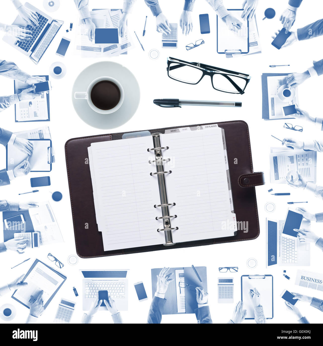 Imprenditore il organizzatore e business team di lavoro, concetto di pianificazione Foto Stock